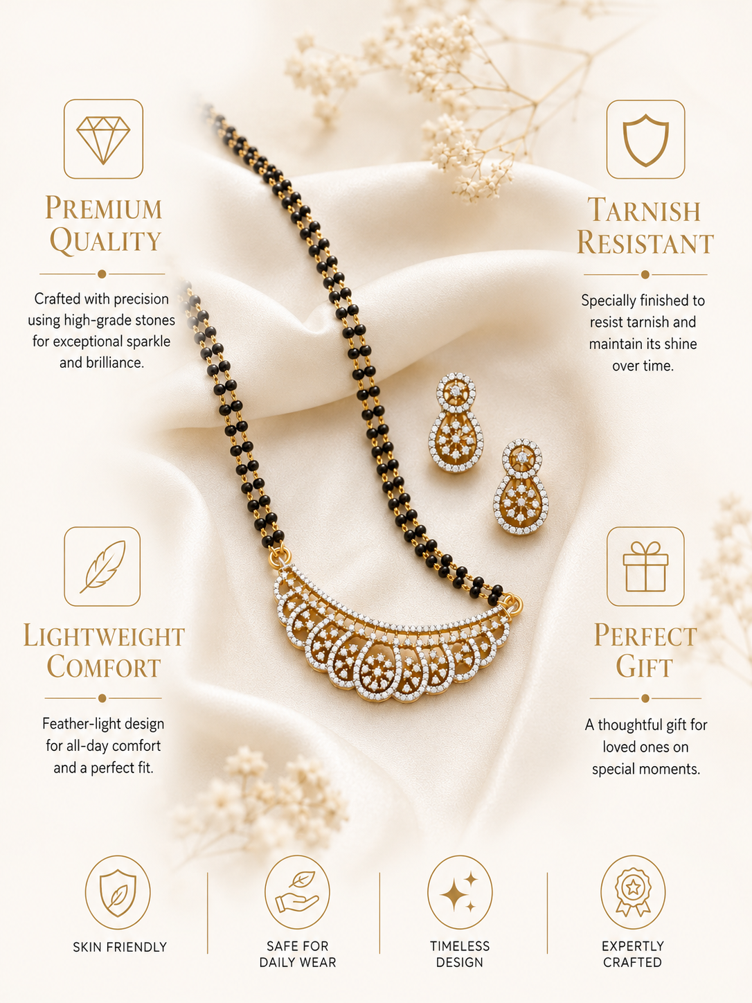 American Diamond Mangalsutra Set in Gold Plating | Abdesigns