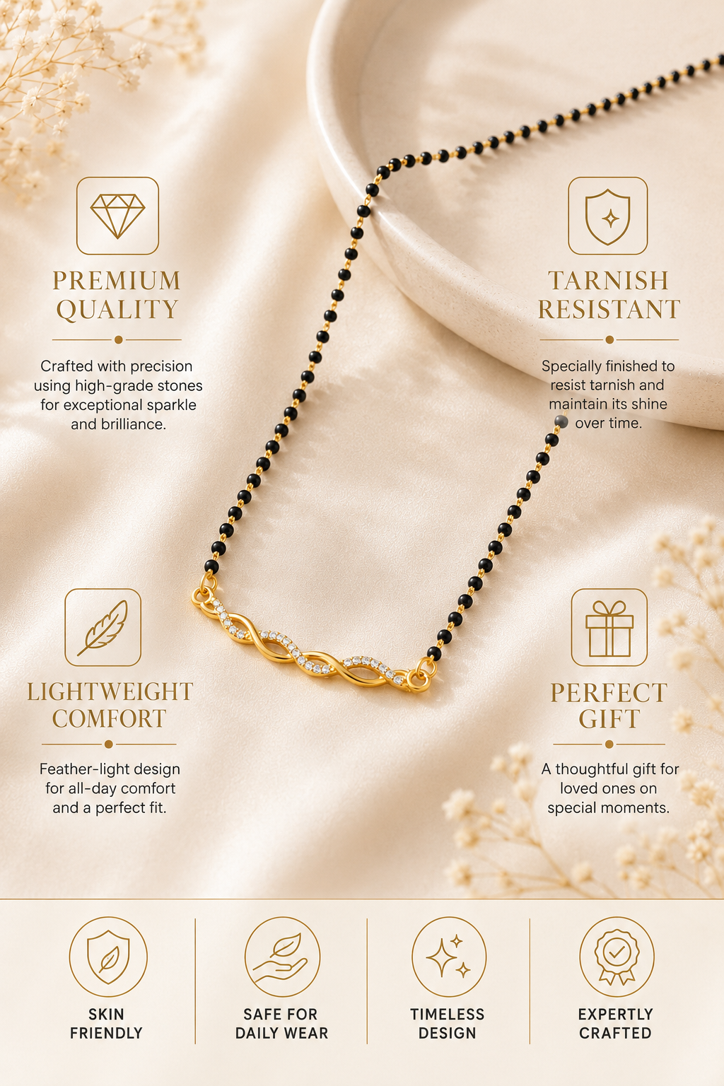 Infinity Mangalsutra in Gold Plating – Daily Wear | Abdesigns