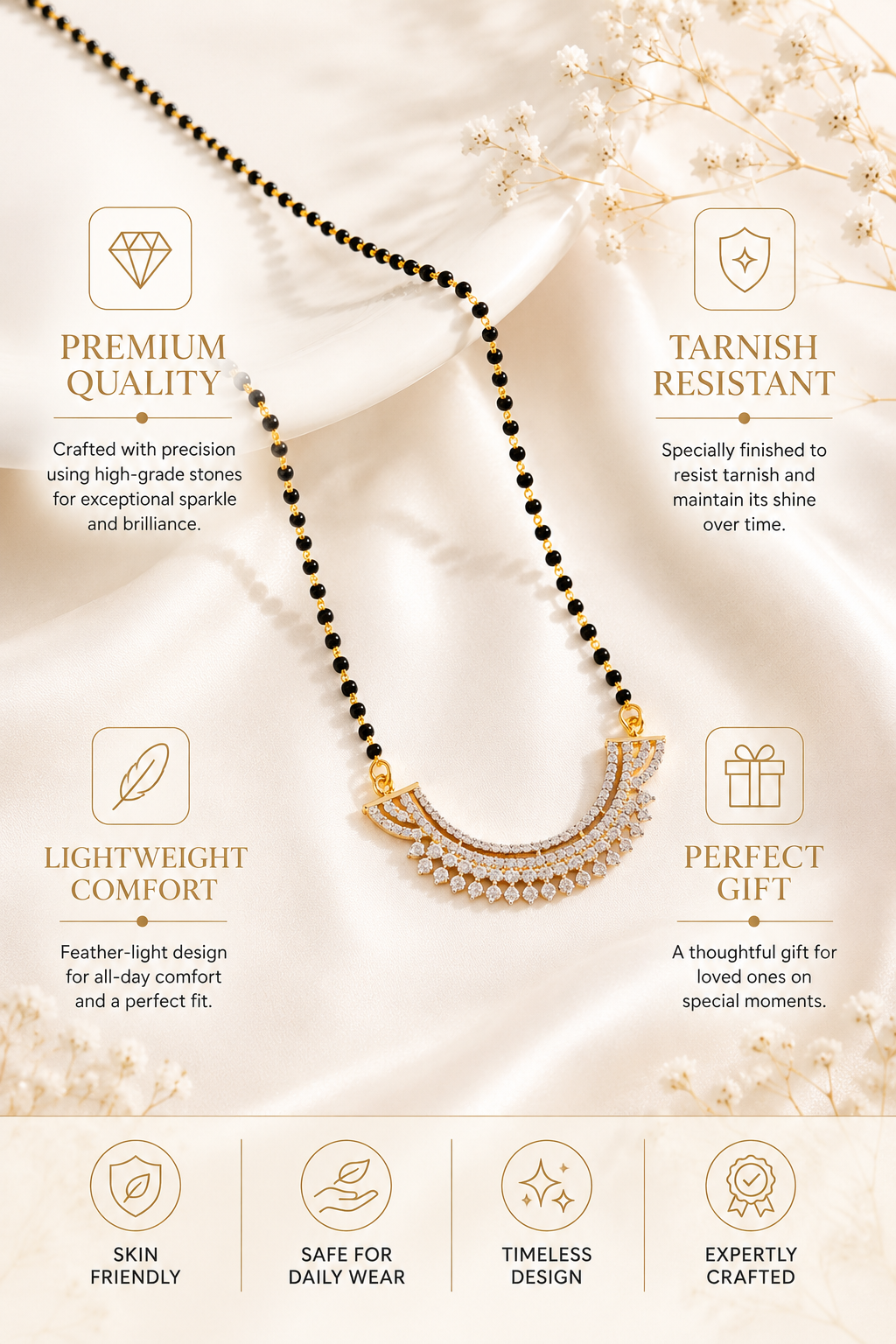 Minimal Mangalsutra Set in Gold Plating – Daily Wear | Abdesigns