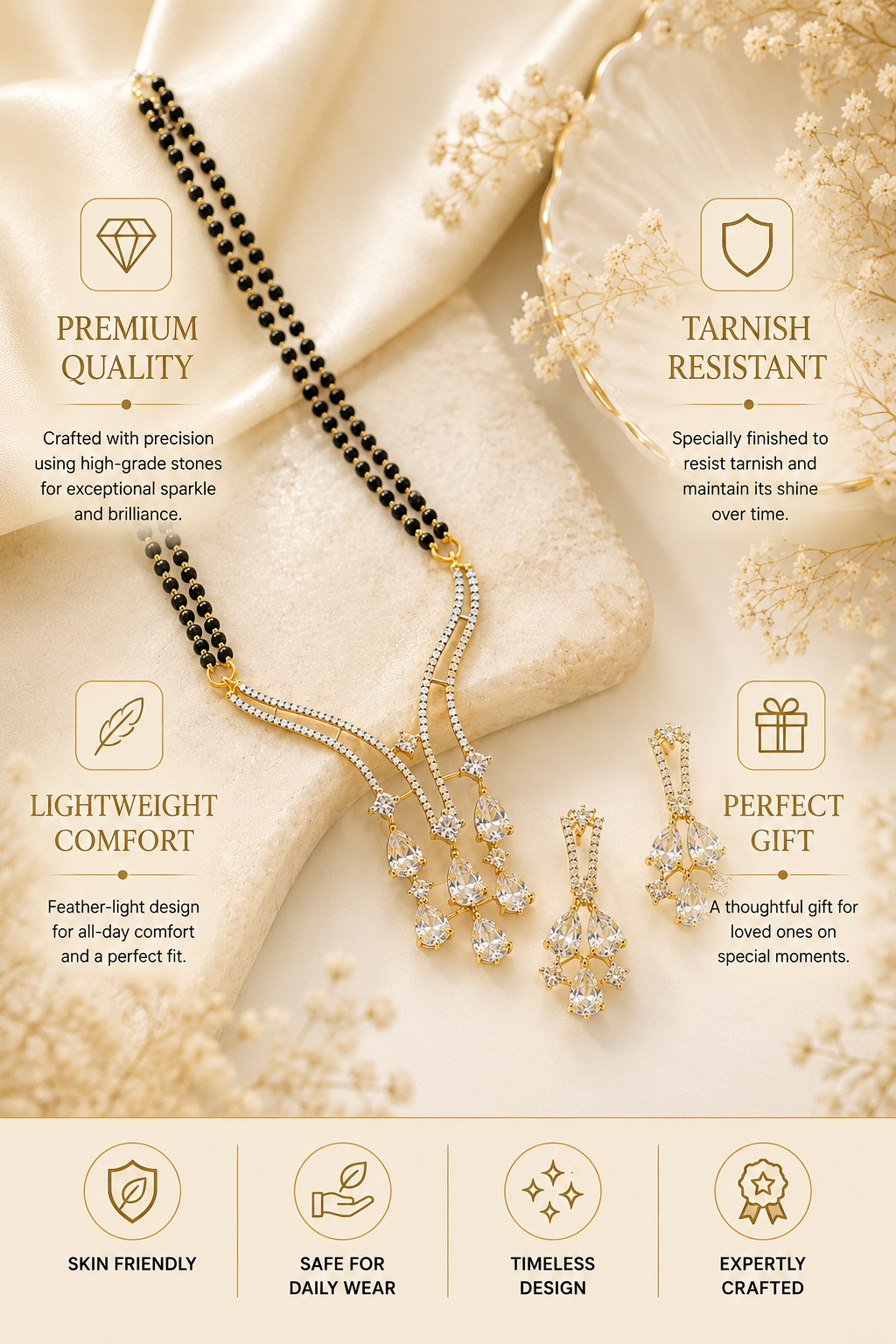 Long Solitaire Pendant Mangalsutra Set | Abdesigns