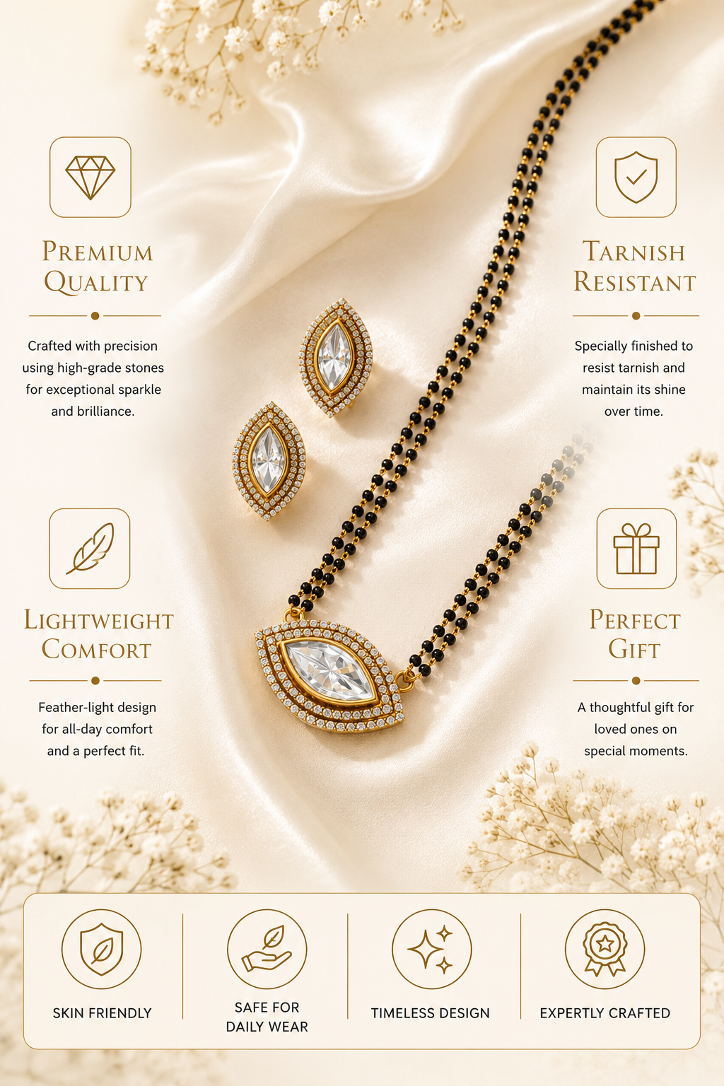 American Diamond Mangalsutra Set in Gold Plating – Elegant Bridal Wear | Abdesigns Jewellery