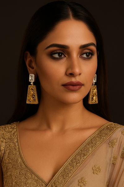 Abdesigns Jewellery Gold Antique Style Earrings with Gemstone