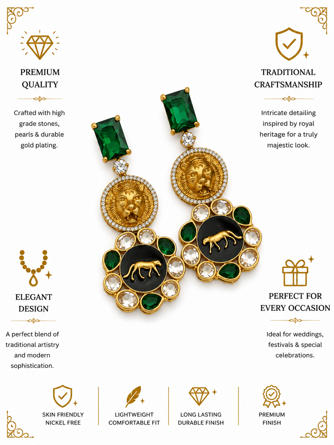 Sabyasachi Style Gold Plated Earring - earrings by Abdesigns Jewellery