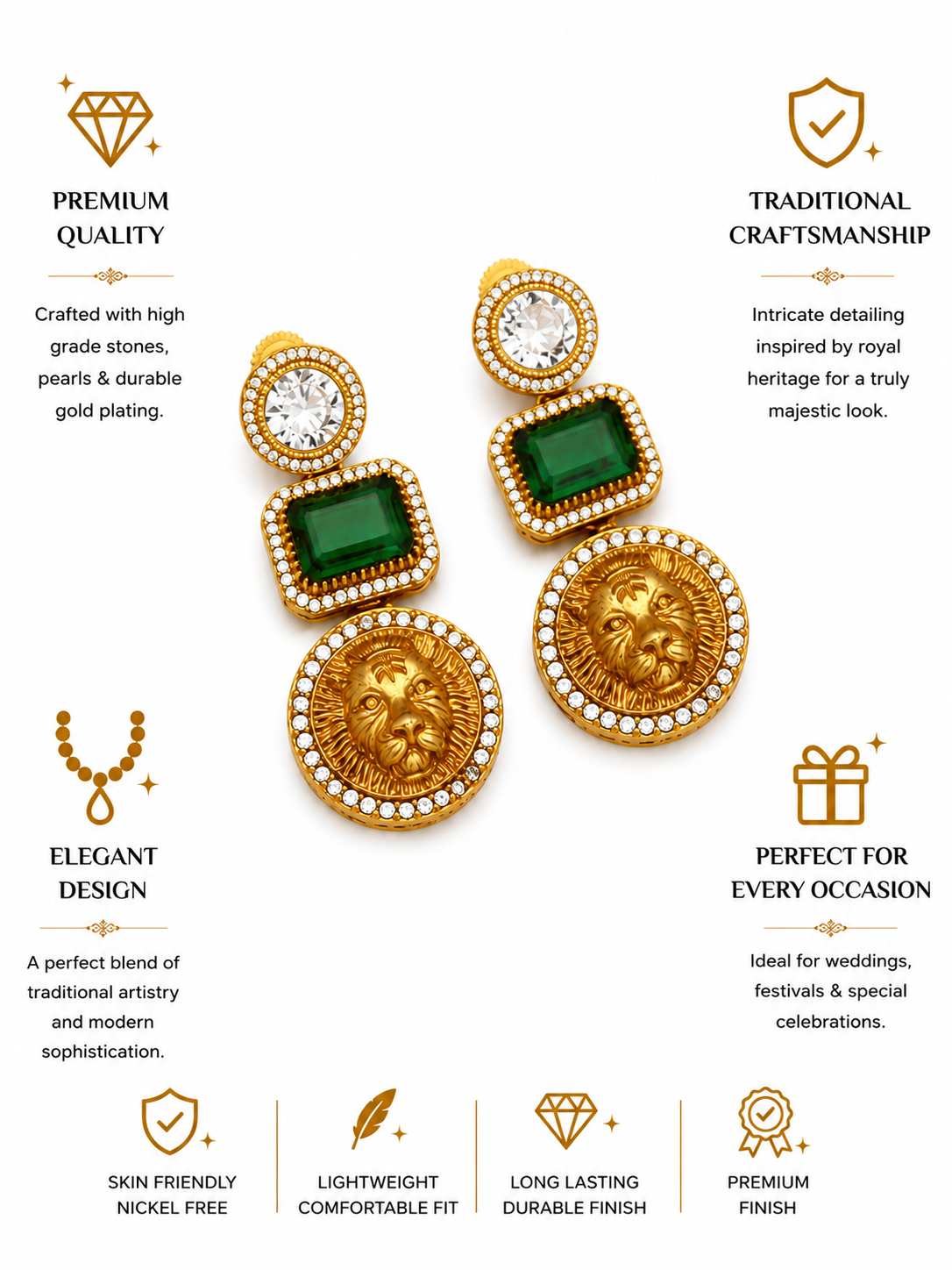 Abdesigns Sabyasachi Style Gold Plated Earring