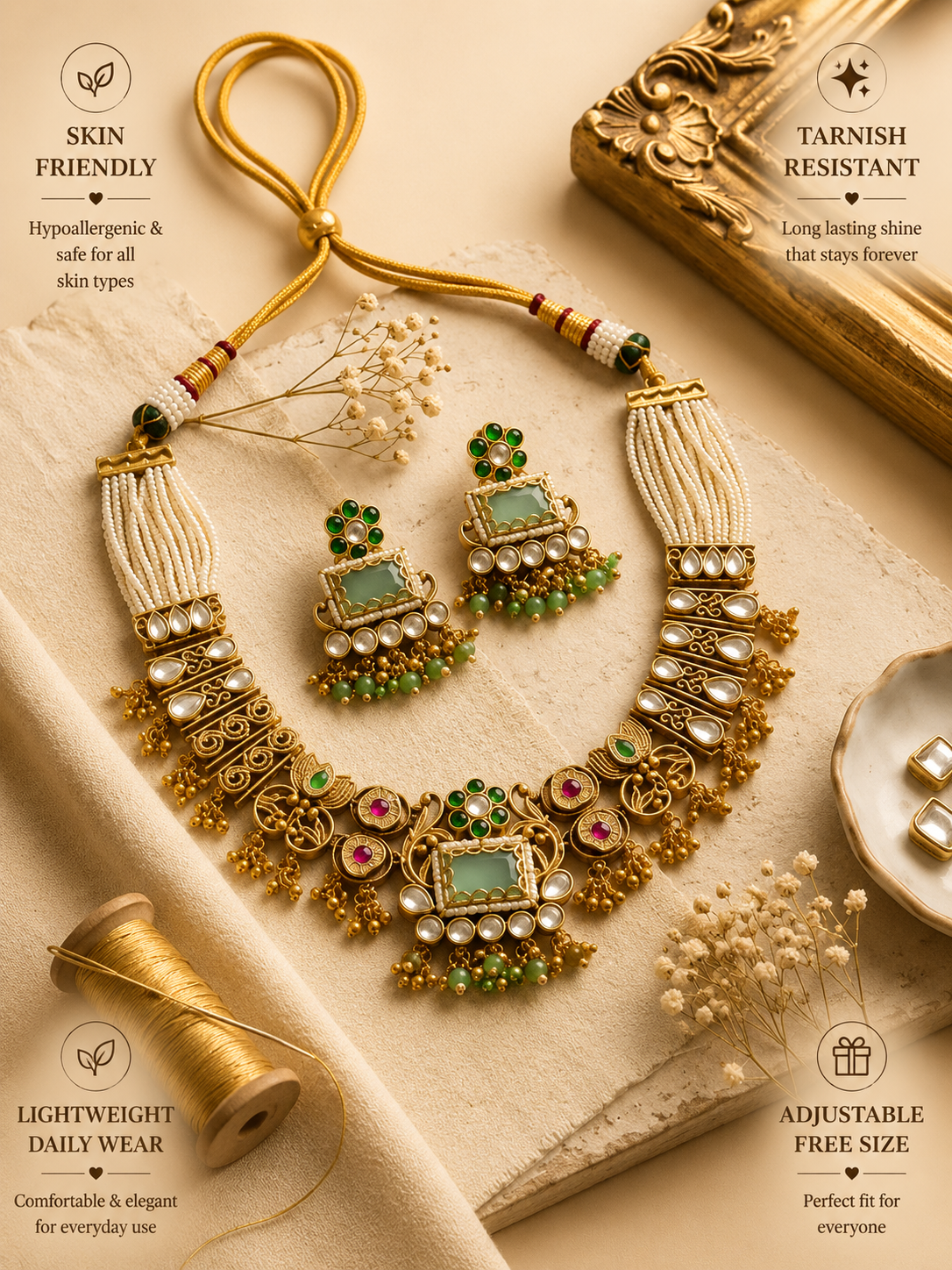 Heritage Gold Chorski Necklace Set - necklace by Abdesigns Jewellery