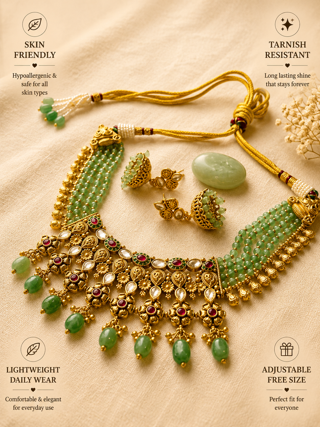 Gold Chorski Necklace Set - necklace by Abdesigns Jewellery
