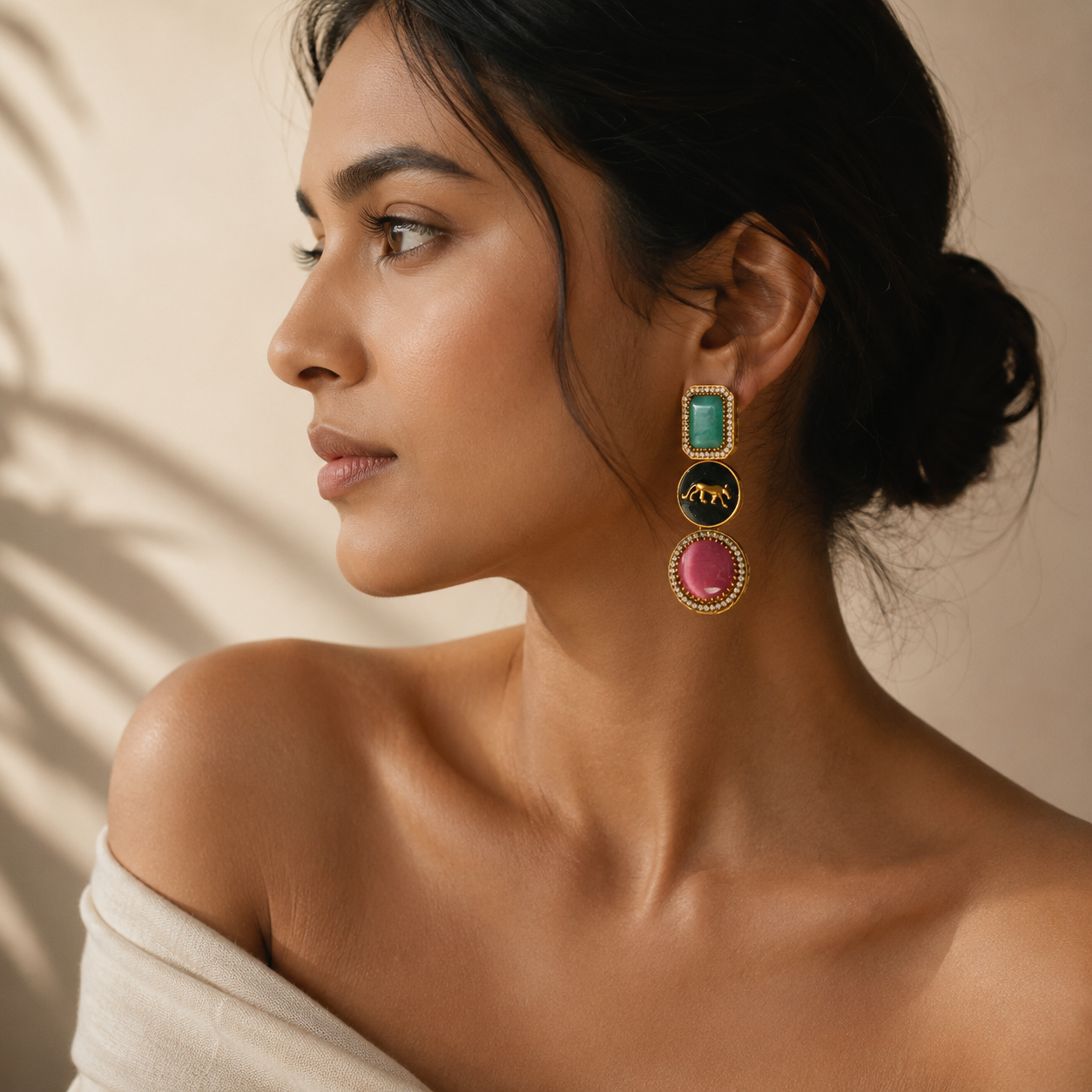 Sabyasachi Inspired Multicolor Stone Statement Earrings