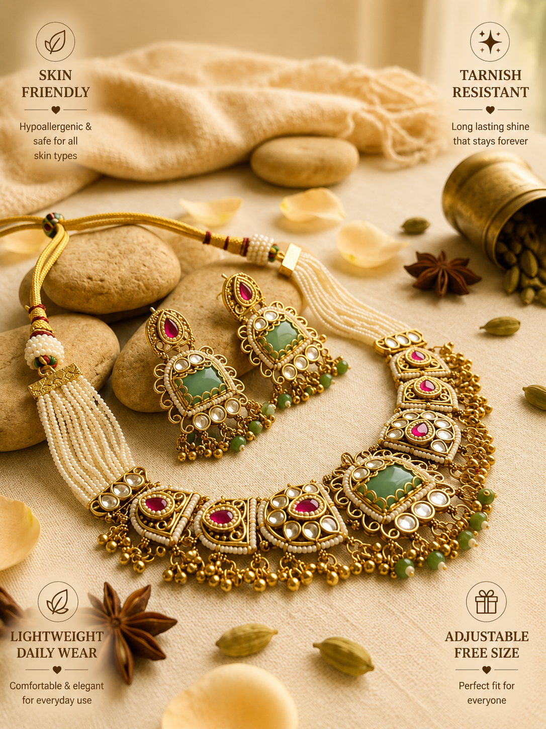Wedding Gold Chorski Necklace Set - necklace by Abdesigns Jewellery