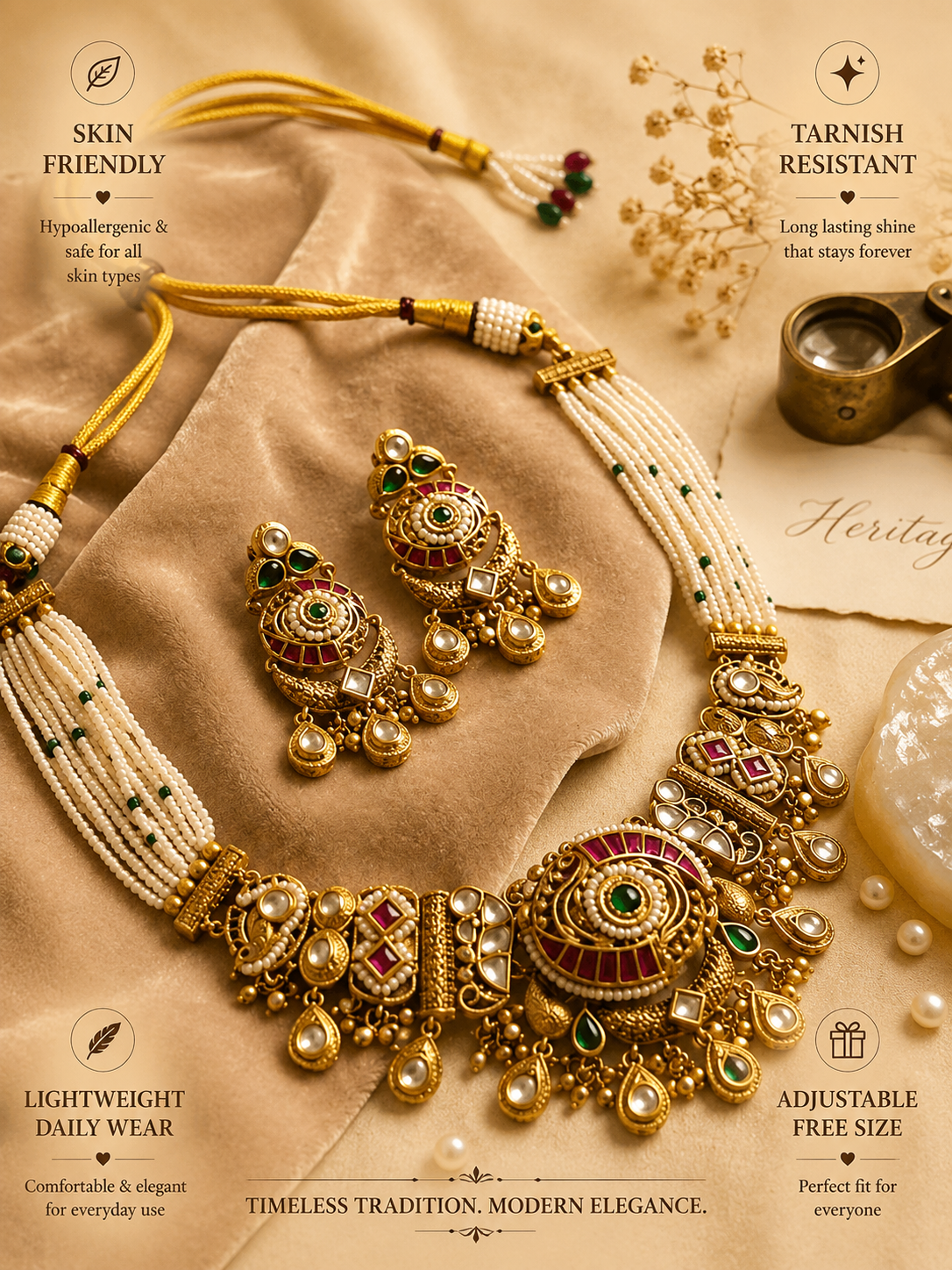 Gold Wedding Choker Necklace Set - necklace by Abdesigns Jewellery