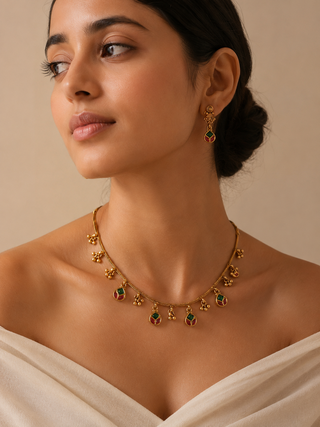 Gold Plated Kempstone Necklace Set - necklace by Abdesigns Jewellery