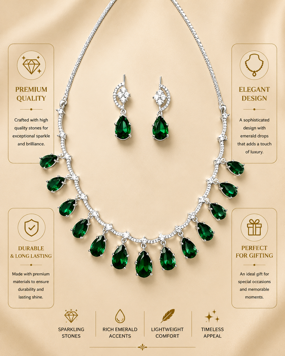Royal Blue American Diamond Necklace Set Regal Glam | Abdesigns