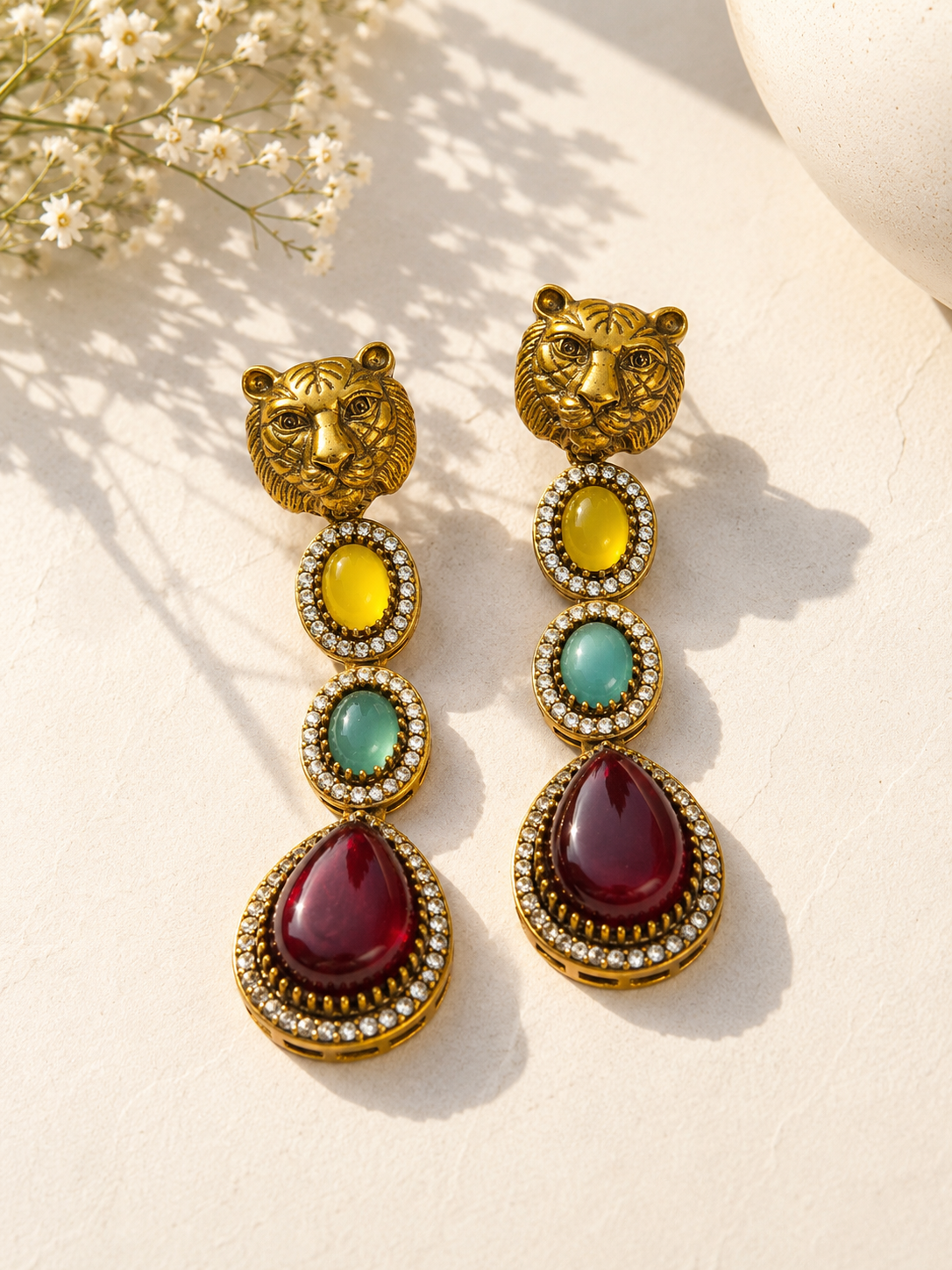 Sabyasachi Inspired Tiger Motif Statement Earrings for Women