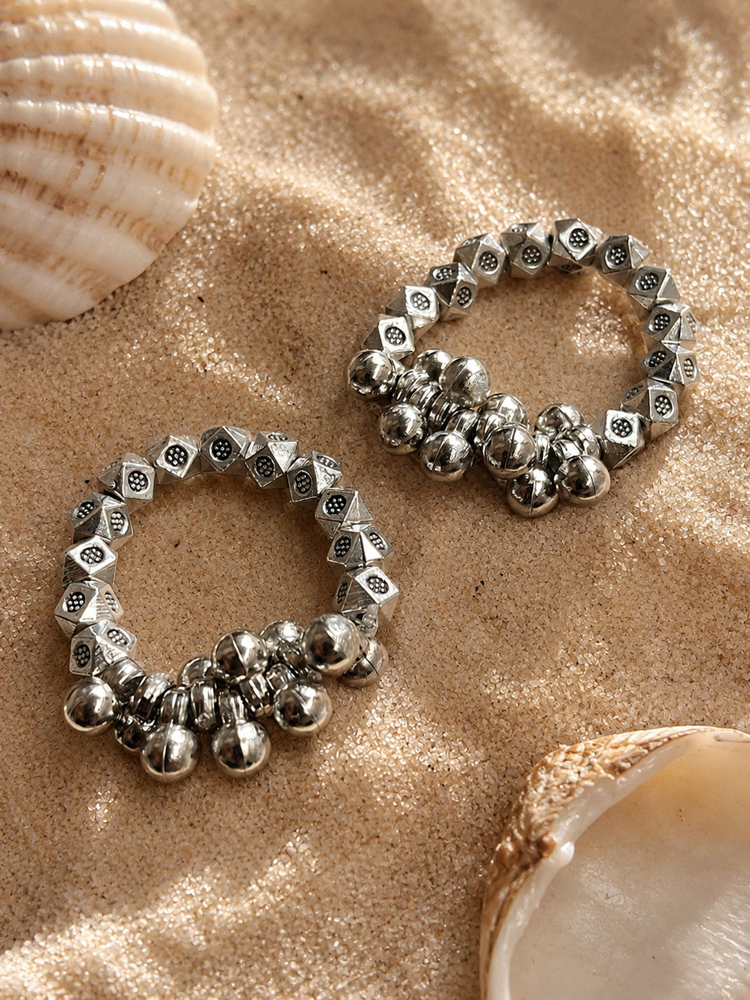 Traditional German Silver Ghungroo Toe Ring Pair