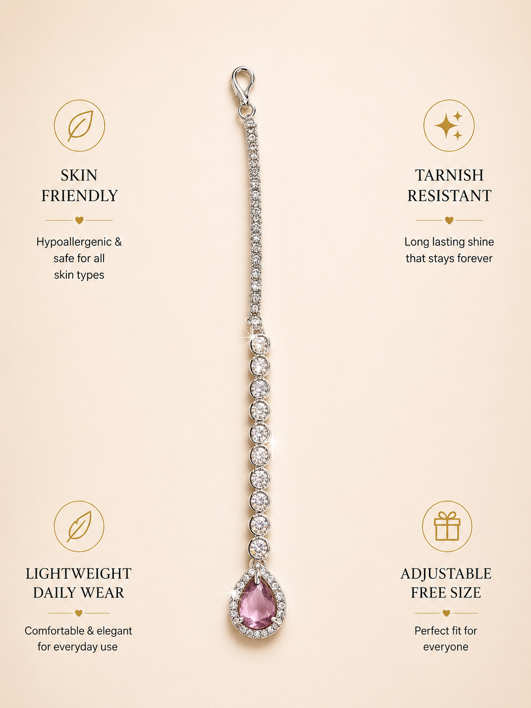 Silver Ruby Pendant Bridal Shine Maangtikka - maang tikka by Abdesigns Jewellery
