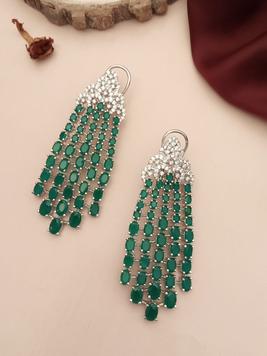 Elegant Green CZ Earrings - Abdesignsjewellery