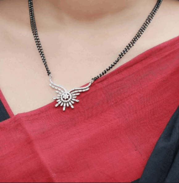 Alice Christy Alluring Silver Plated Choki Diamond Mangalsutra - Abdesignsjewellery