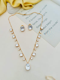 Thumbnail for Charming Gold Plated Polki Pendant Chain Combo