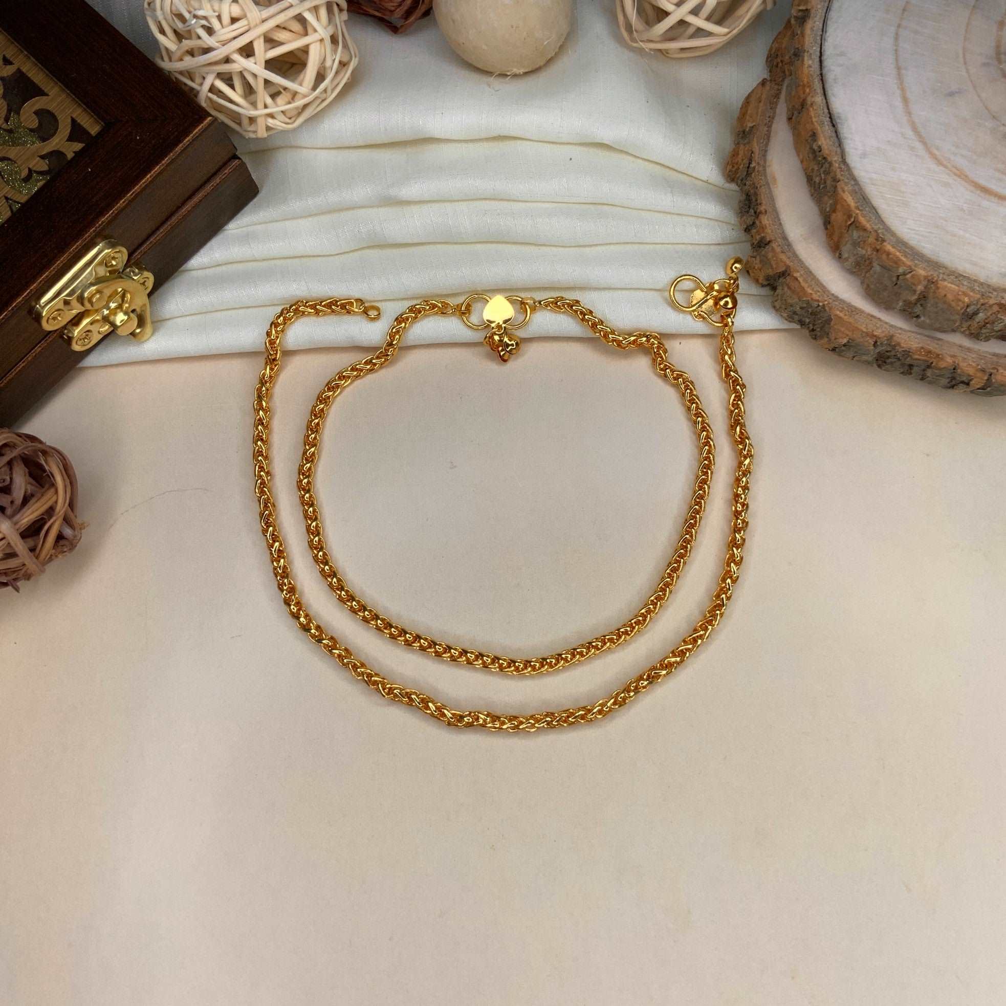 ANTIQUE GOLDEN PLATED ANKLET - Abdesignsjewellery