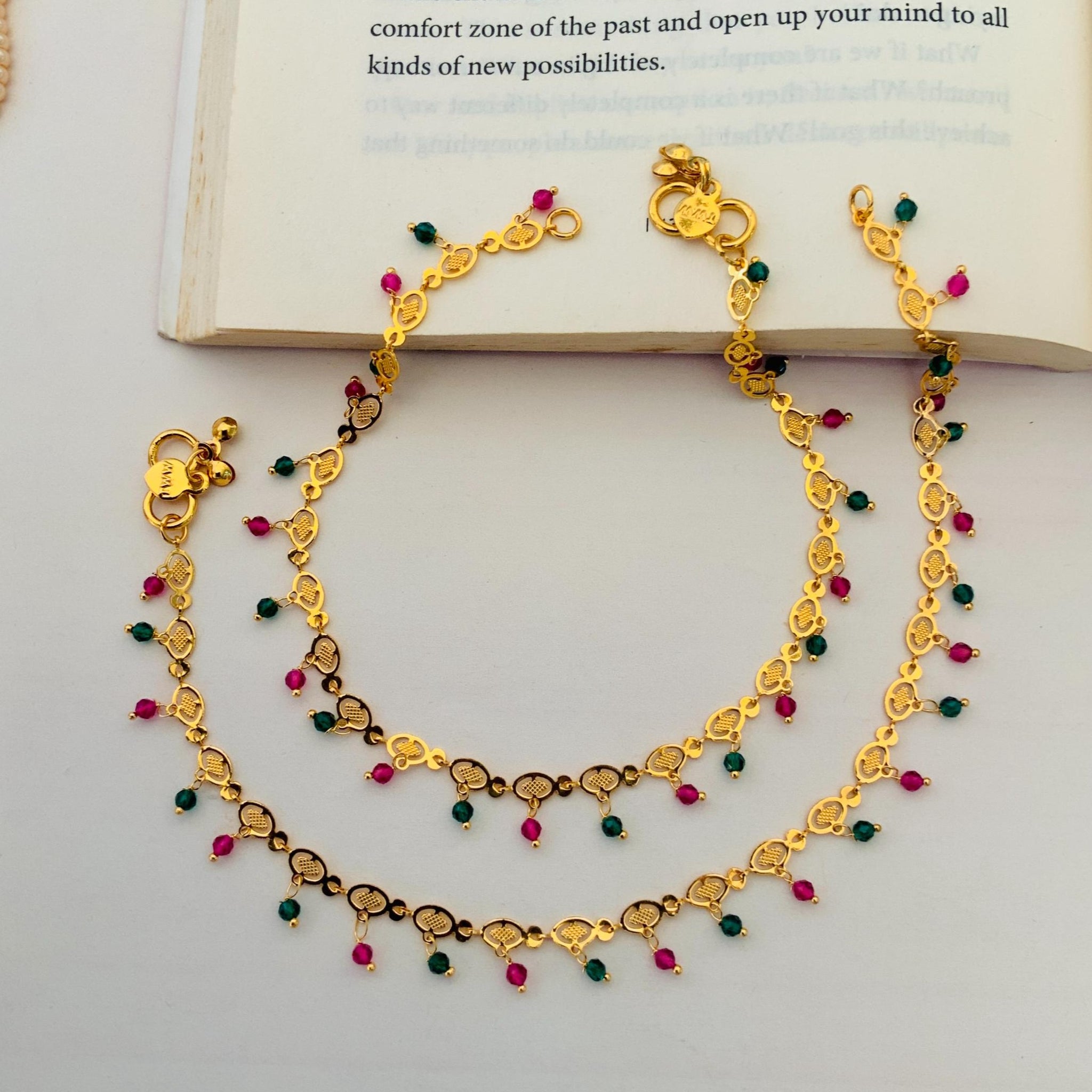 Beautiful Gold Plated Multibeads Anklets - Abdesignsjewellery