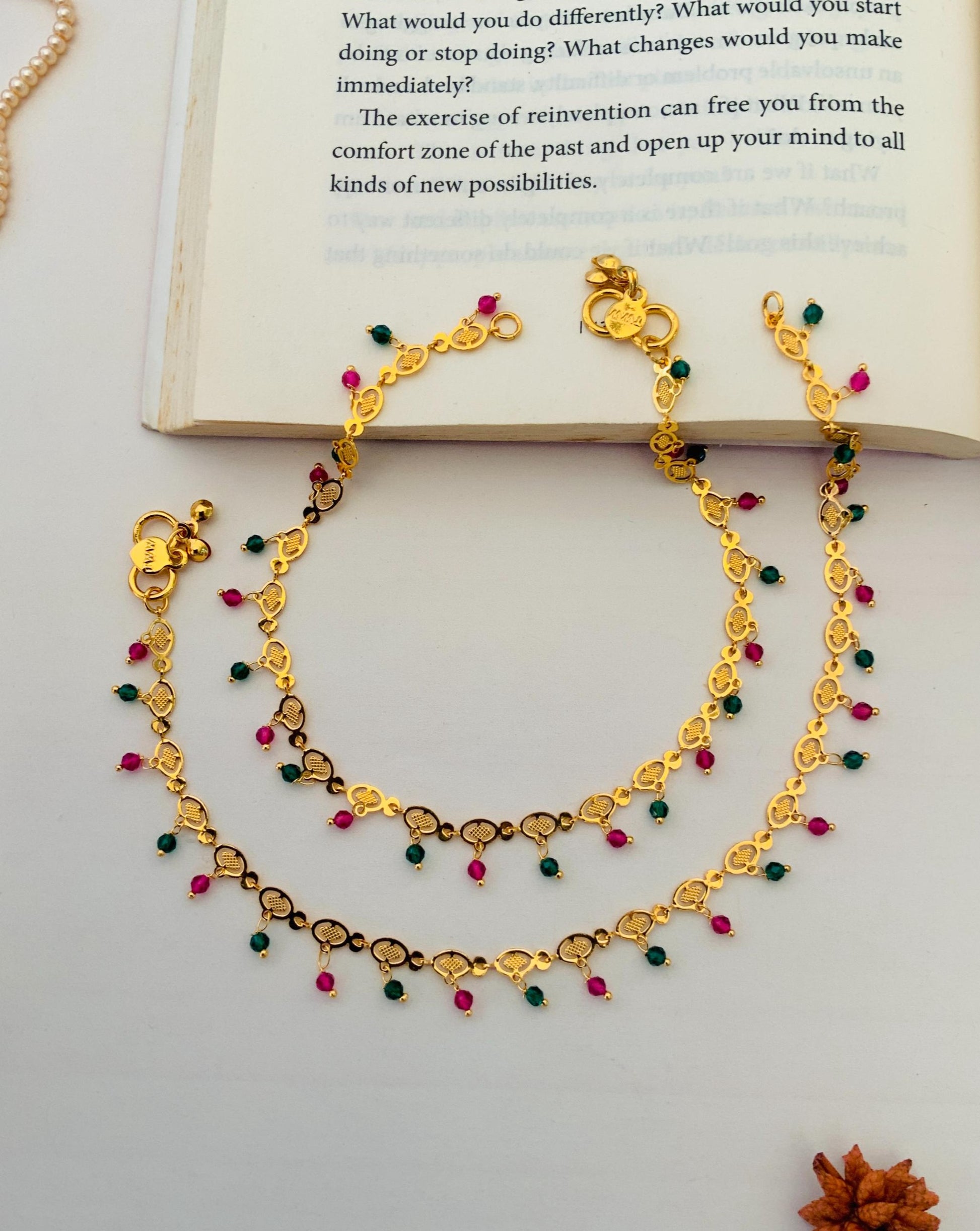 Beautiful Gold Plated Multibeads Anklets - Abdesignsjewellery