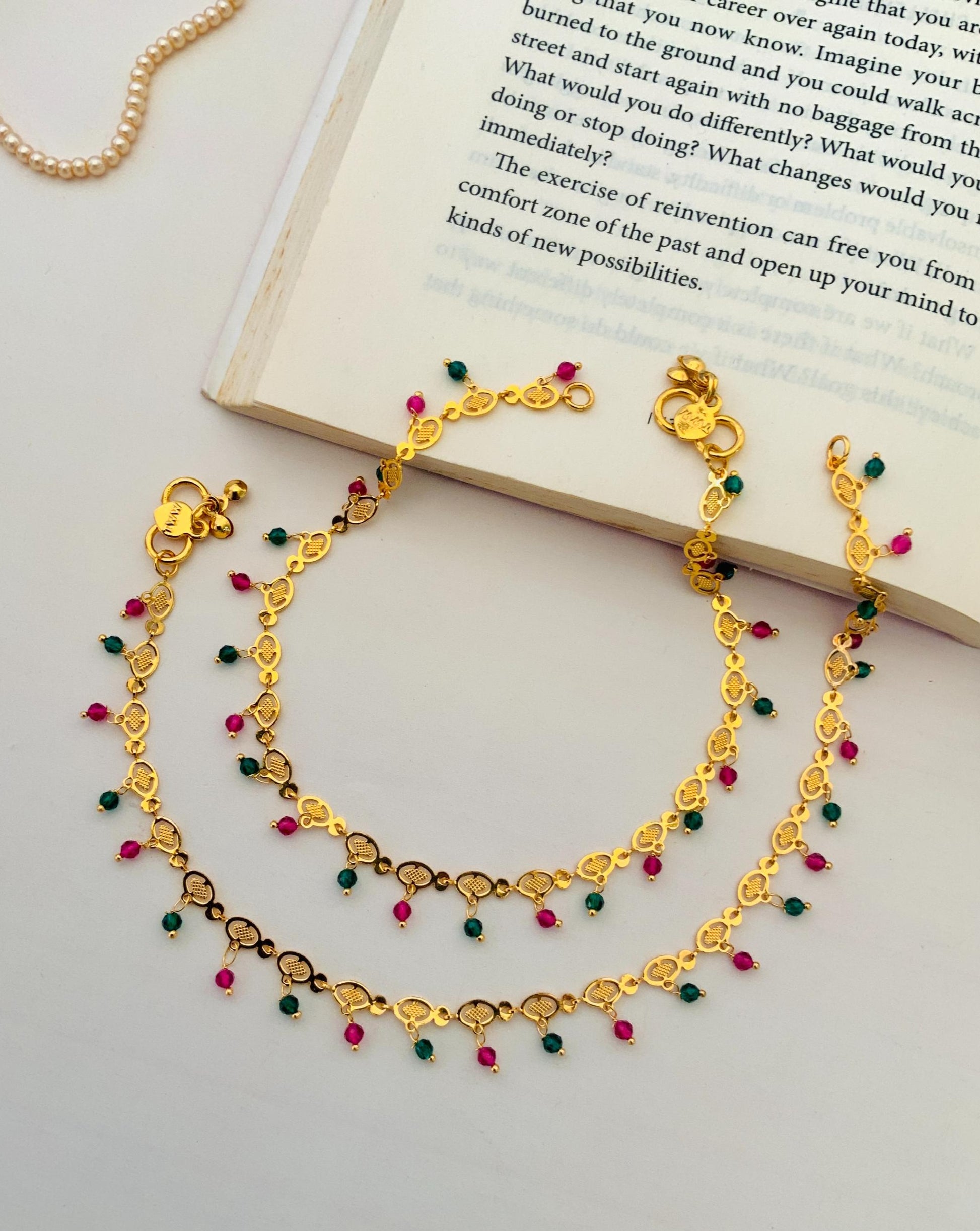 Beautiful Gold Plated Multibeads Anklets - Abdesignsjewellery
