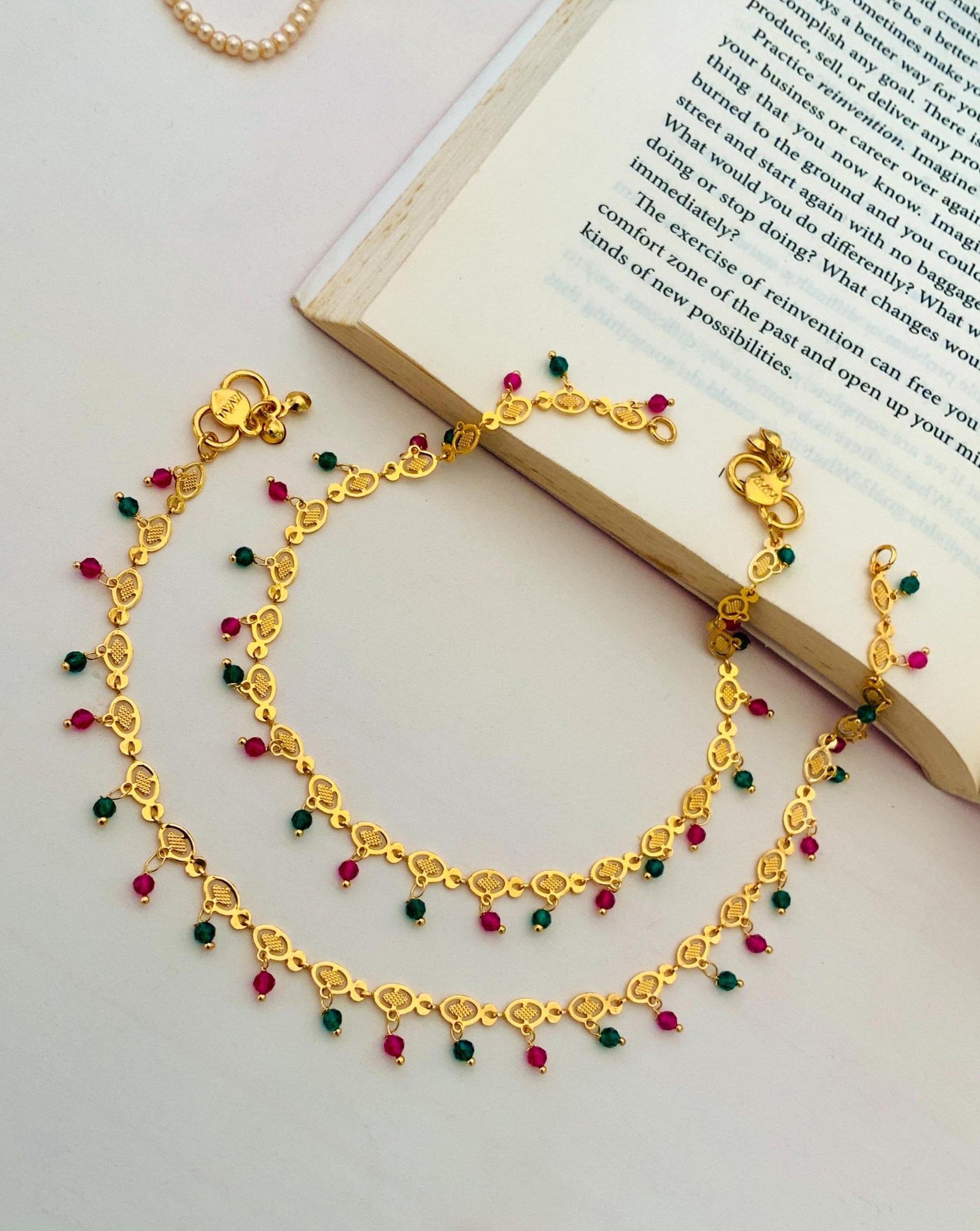 Beautiful Gold Plated Multibeads Anklets - Abdesignsjewellery