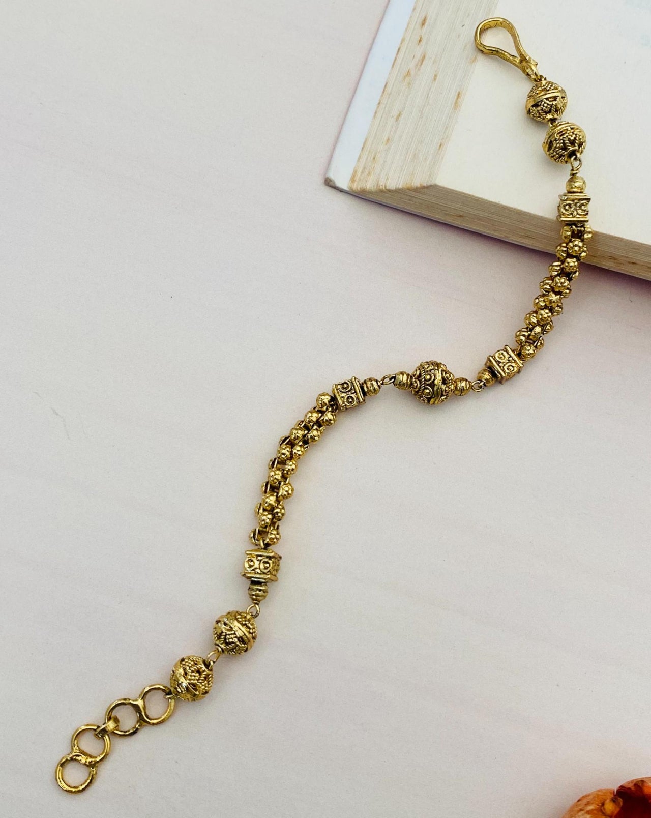 Finely-crafted Matt Gold Polish Hand Bracelet - Abdesignsjewellery