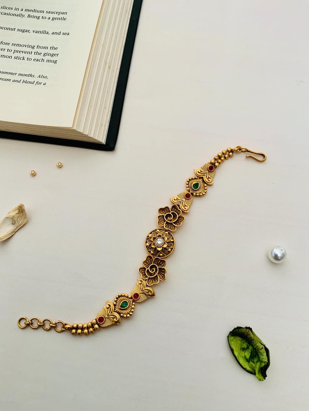 Exquisite Antique Matt Gold Polish Hand Bracelet - Abdesignsjewellery