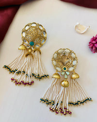 Thumbnail for Antique Kundan Bridal Necklace Set - Abdesignsjewellery