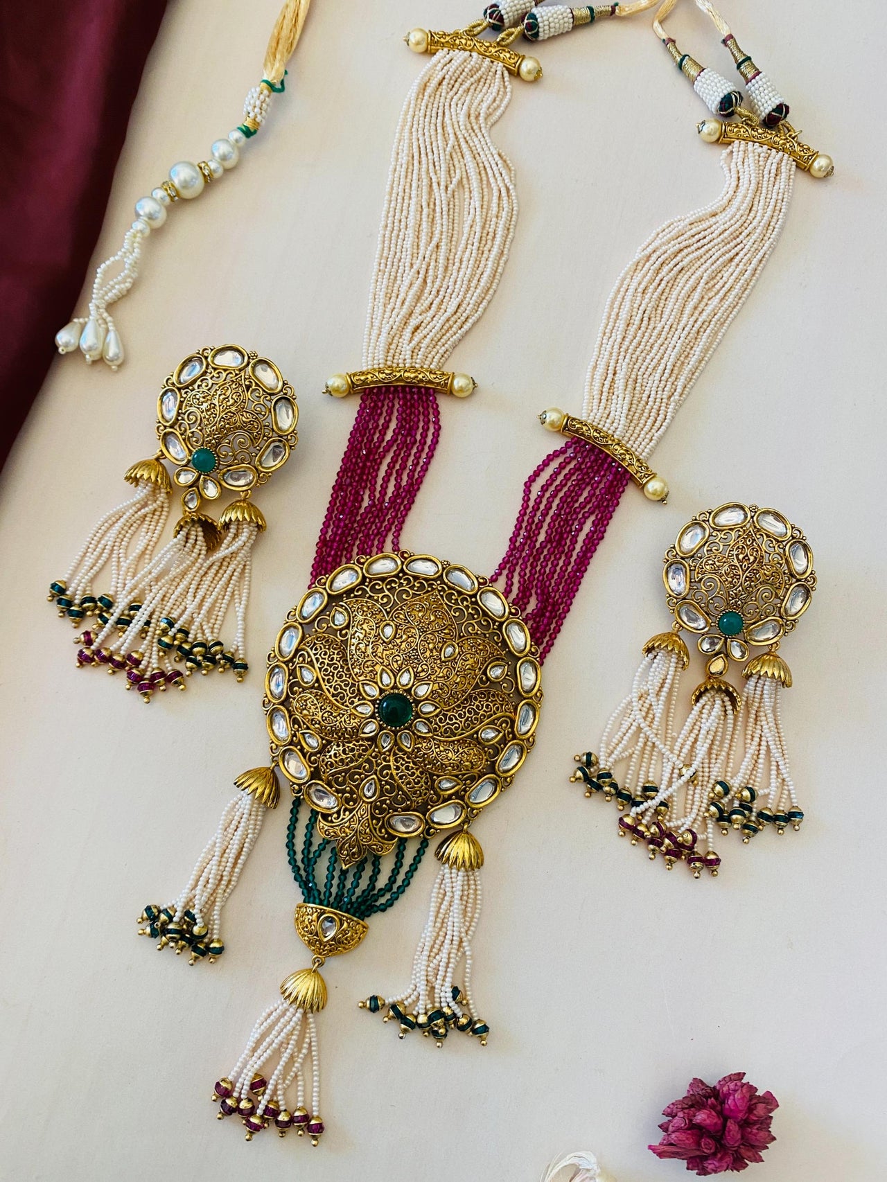 Antique Kundan Bridal Necklace Set - Abdesignsjewellery