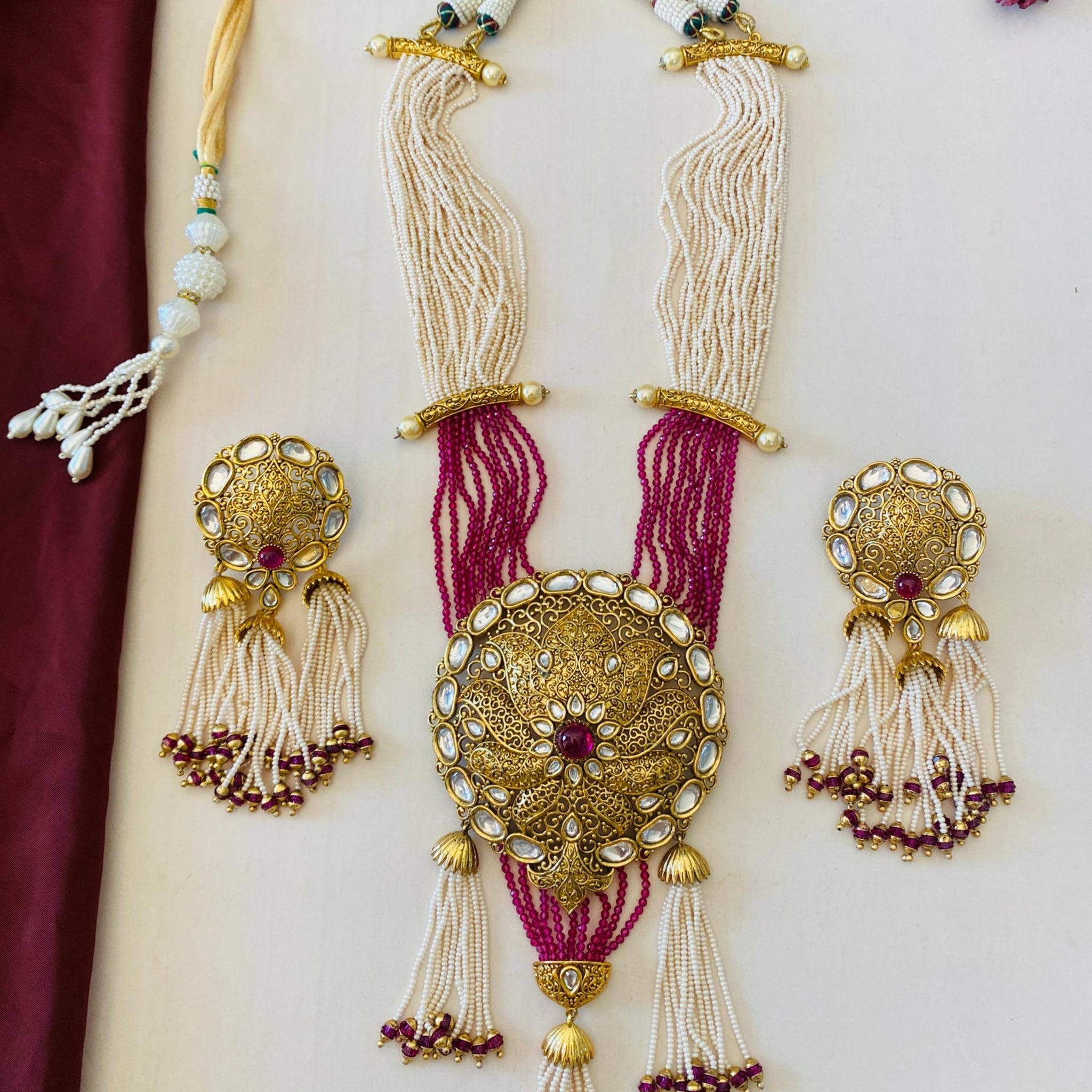 Antique Kundan Bridal Necklace Set - Abdesignsjewellery