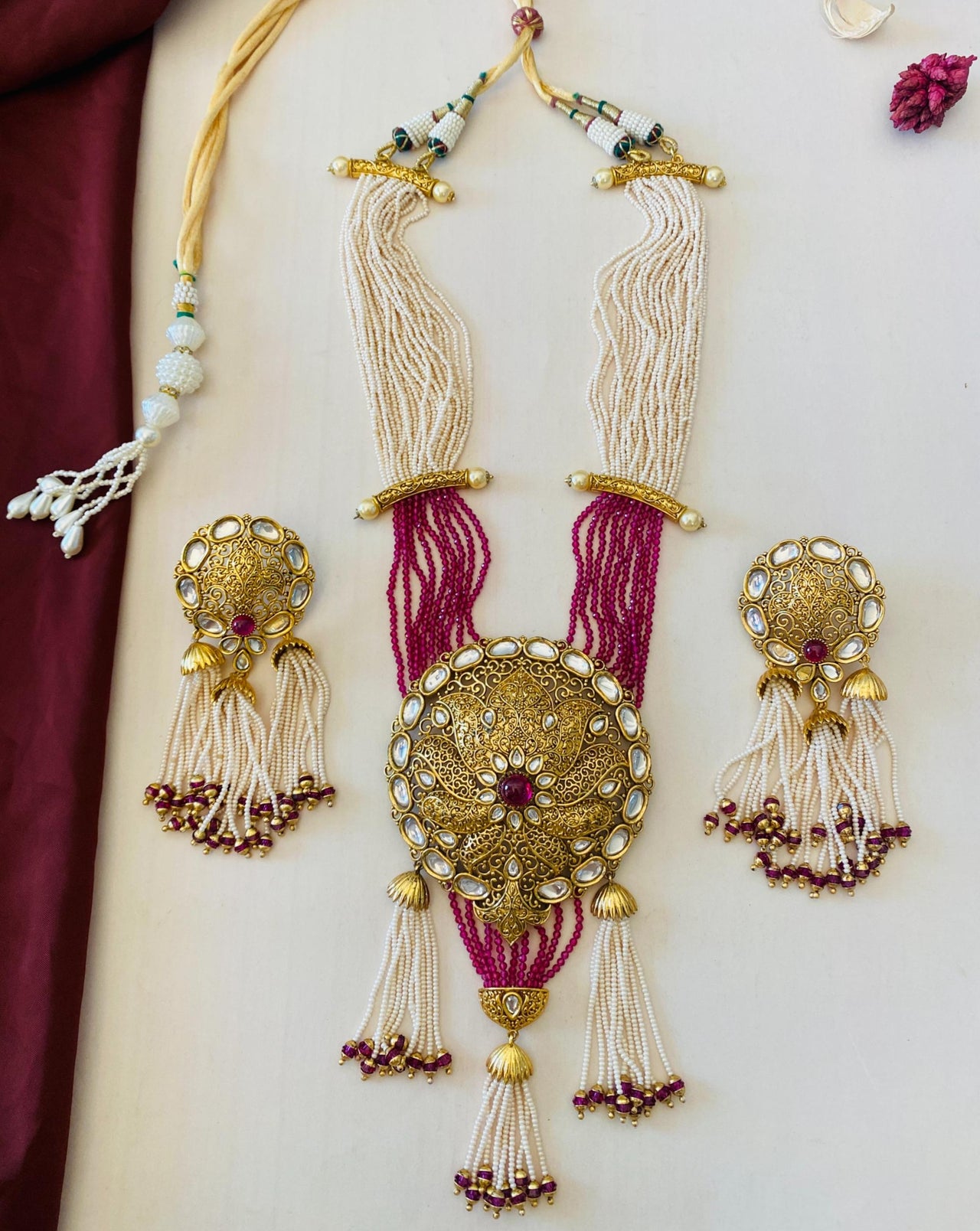 Antique Kundan Bridal Necklace Set - Abdesignsjewellery