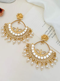 Thumbnail for Gold Plated Lotus Mirror Chandbali Earring