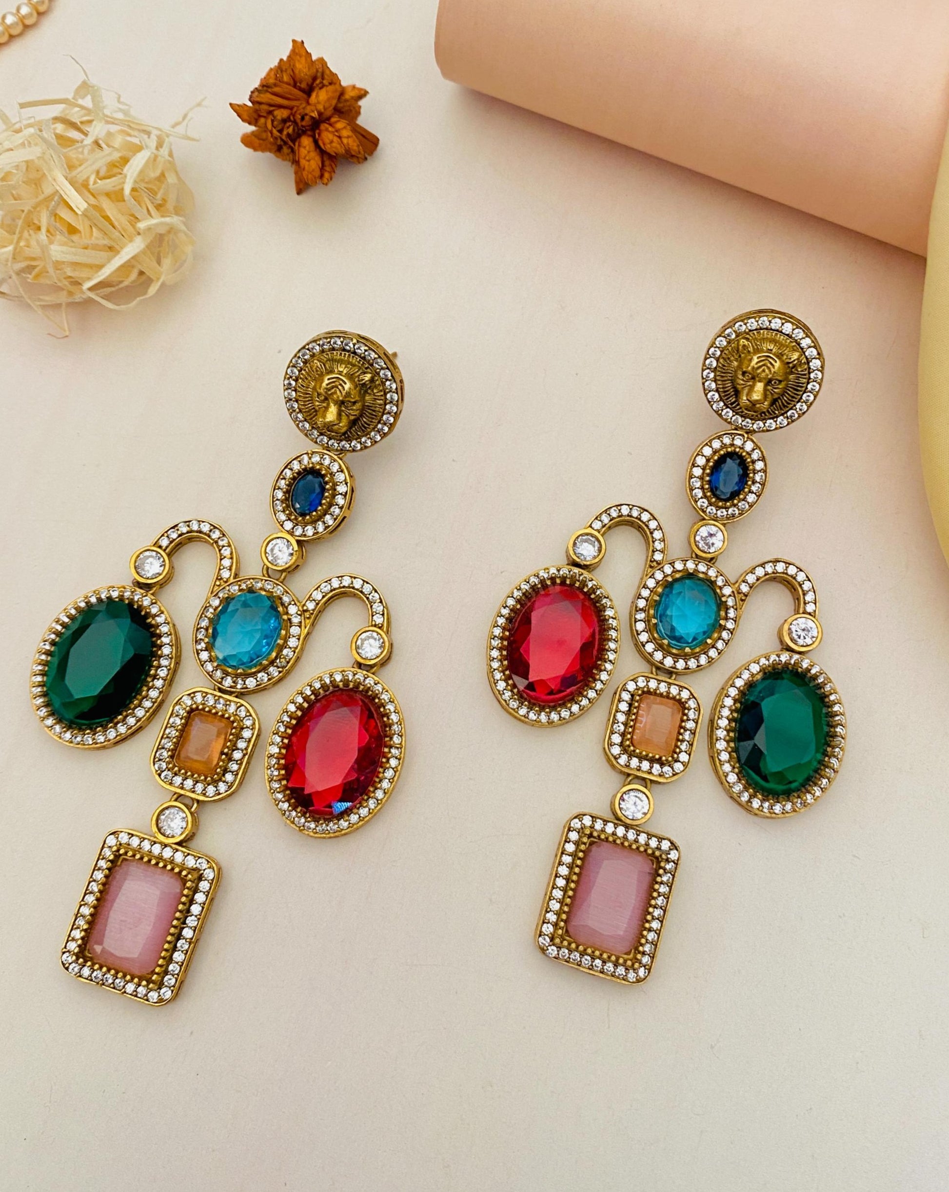 Gold Plated Sabyasachi Designer Indian Earrings Set - Abdesignsjewellery