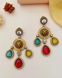 Thumbnail for Classic Gold Plated Sabyasachi Inspired Lion Tiger Earrings - Abdesignsjewellery