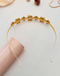 Thumbnail for Gold Plated Kundan Mathapatti Sheesh Phool Hairband - Abdesignsjewellery