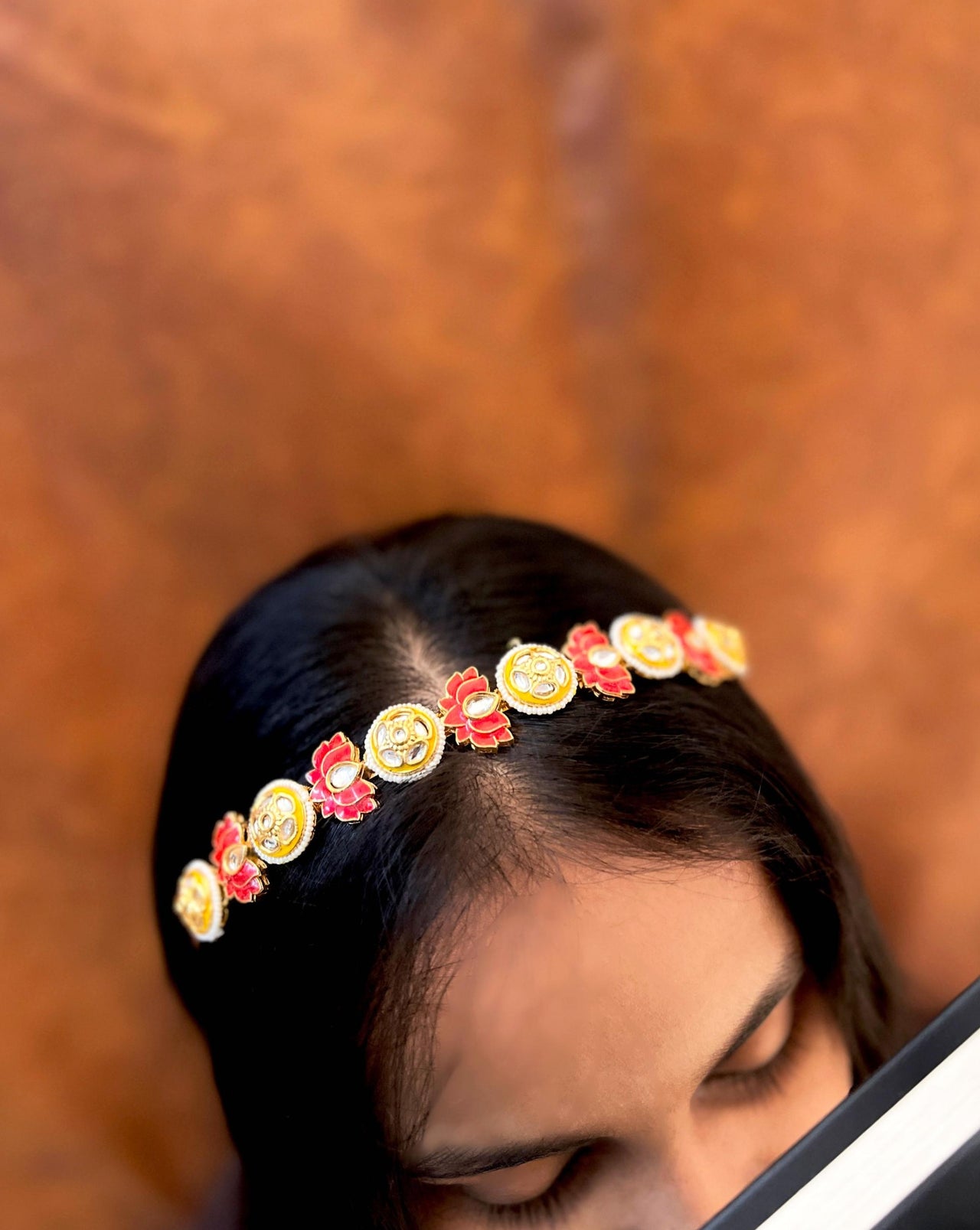 Exquisite Gold Plated Lotus Mathapatti Sheesh Phool Hairband - Abdesignsjewellery