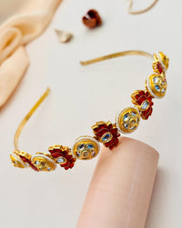 Thumbnail for Exquisite Gold Plated Lotus Mathapatti Sheesh Phool Hairband - Abdesignsjewellery
