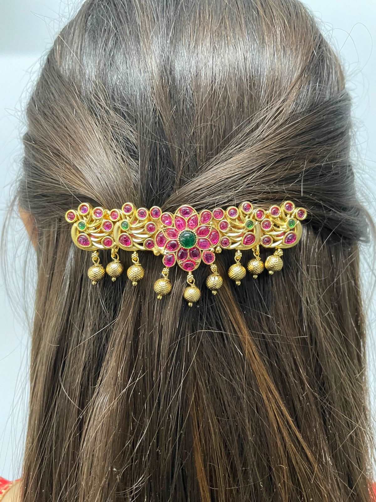 Antique Four Peacock Kemp Stone Hair Clip - Abdesignsjewellery