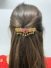 Thumbnail for Antique Four Peacock Kemp Stone Hair Clip - Abdesignsjewellery
