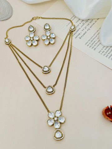 High Quality Gold Plated Polki Pendant Chain - jewellery by Abdesigns Jewellery