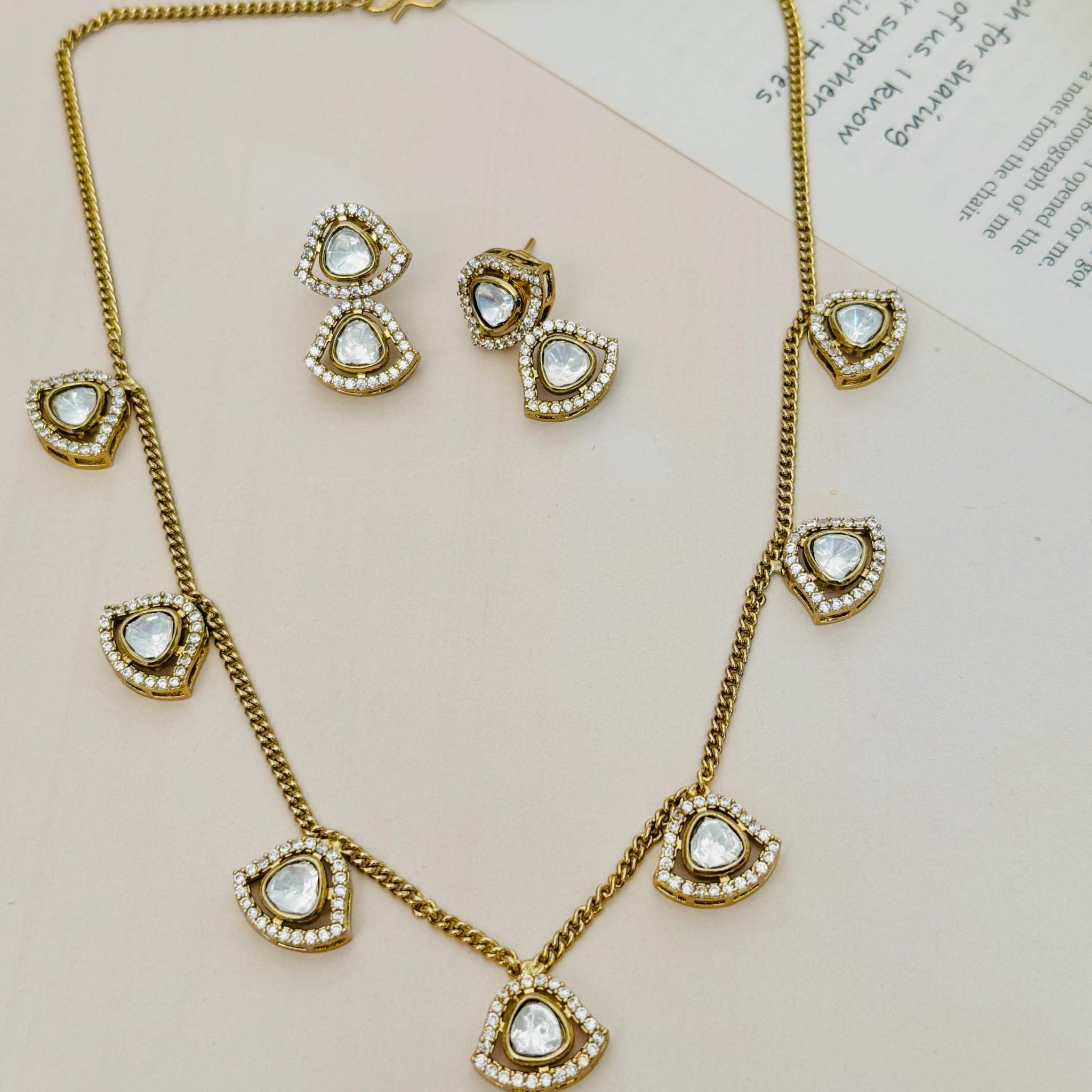 Premium Gold Plated Polki Pendant Chain
