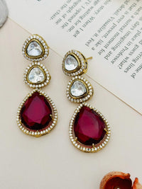 Thumbnail for Luxurious Gold Plated Polki Layered Ruby Bridal Necklace