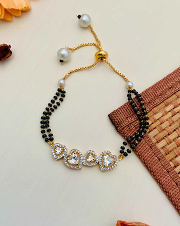 Alluring Gold Plated American Diamond Mangalsutra Bracelet - Abdesignsjewellery