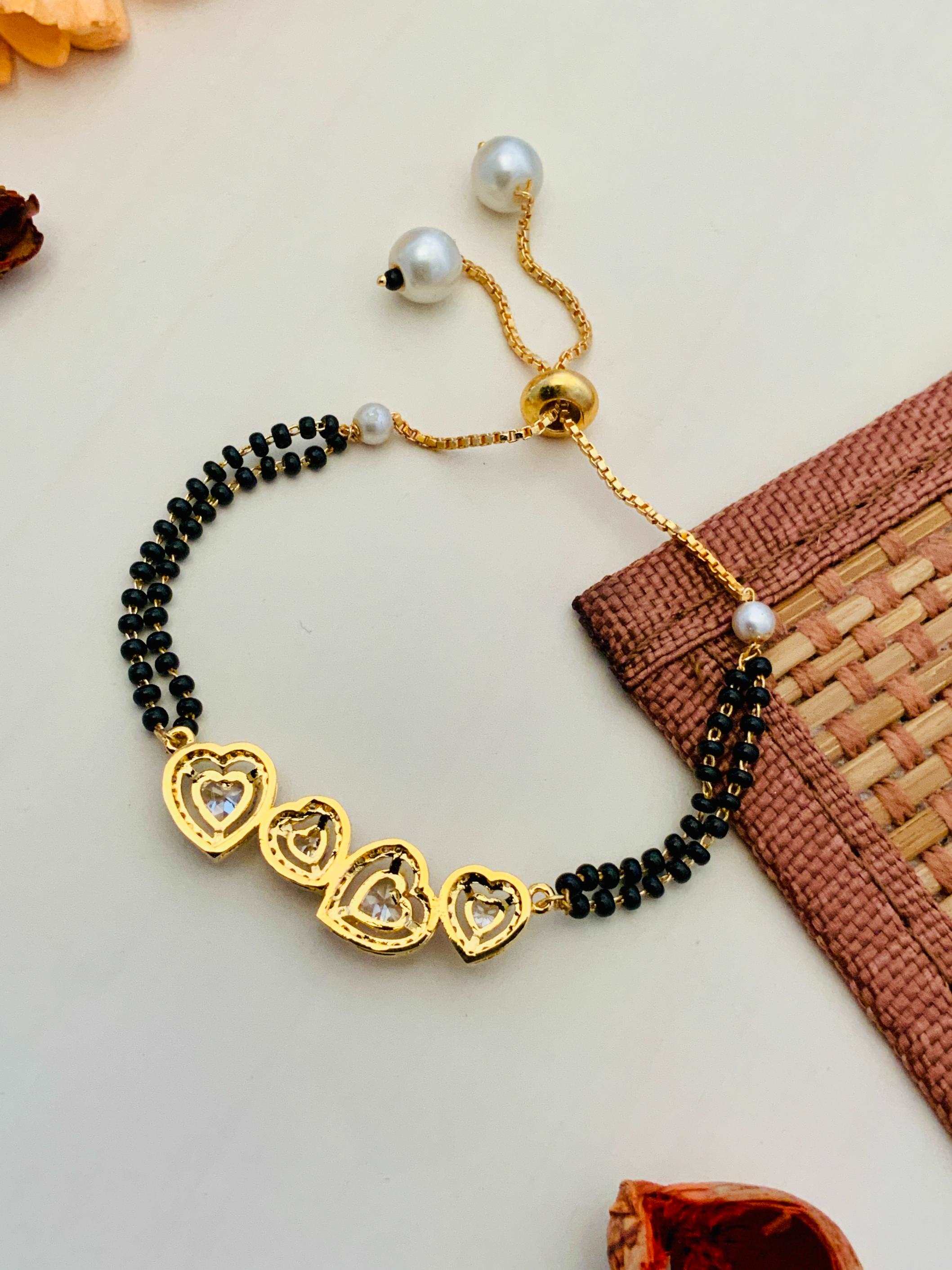 Alluring Gold Plated American Diamond Mangalsutra Bracelet - Abdesignsjewellery