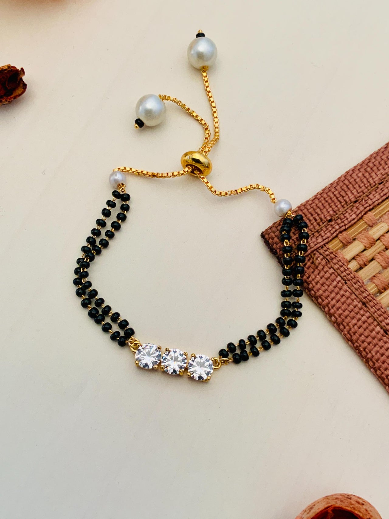 Elegant American Diamond Gold Plated Mangalsutra Bracelet - Abdesignsjewellery