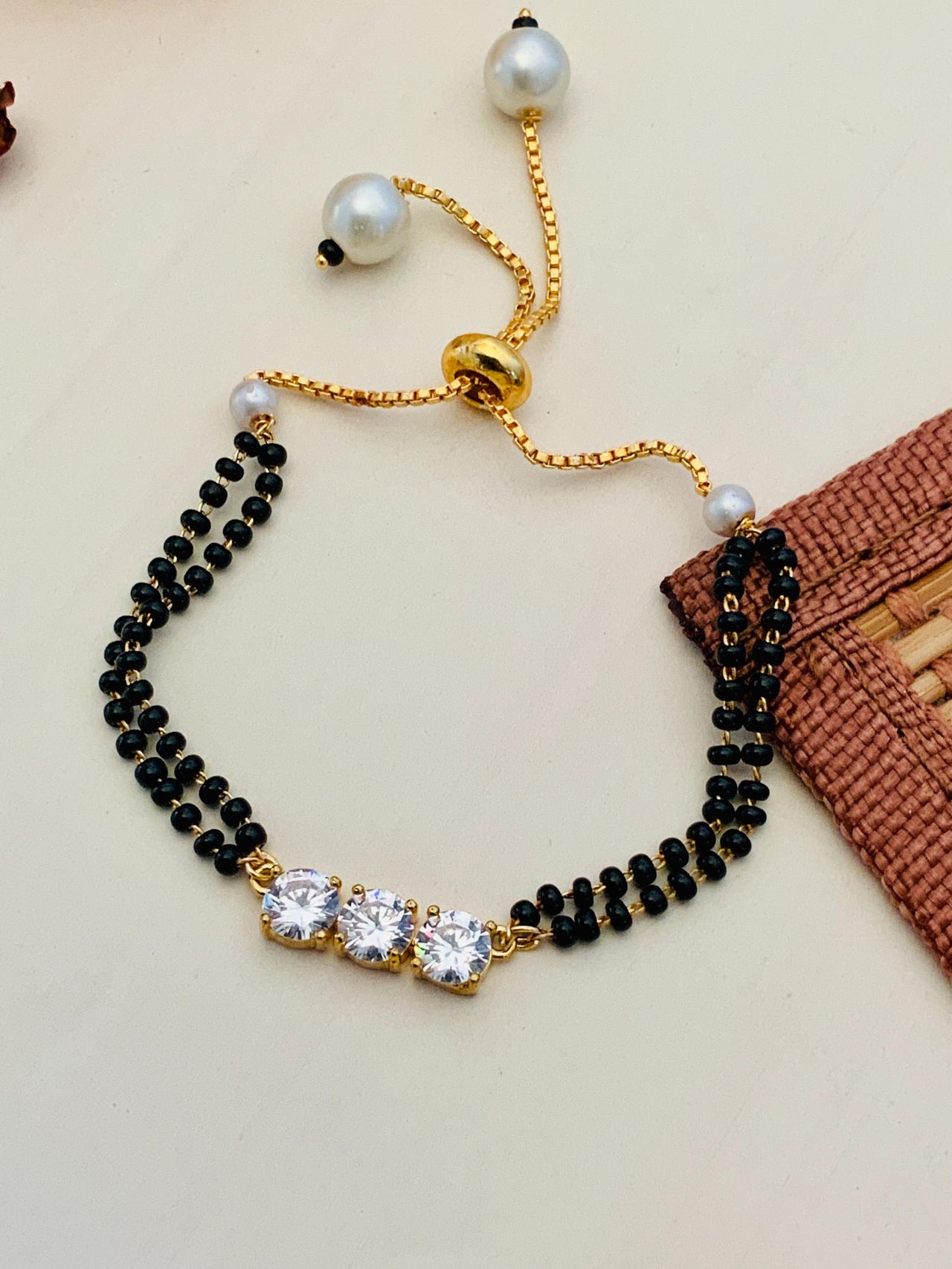 Elegant American Diamond Gold Plated Mangalsutra Bracelet - Abdesignsjewellery