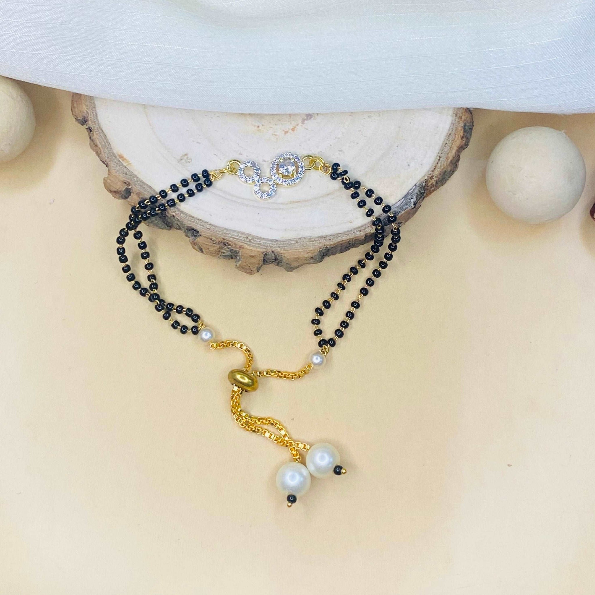 American Diamond Round Hand Mangalsutra - Abdesignsjewellery