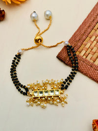 Thumbnail for Beautiful Gold Plated Pachi Kundan Mangalsutra Bracelet - Abdesignsjewellery