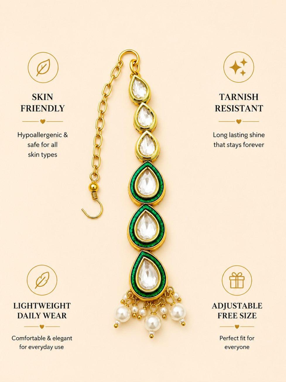 Traditional Gold Plated Kundan Maangtikka - maang tikka by Abdesigns Jewellery